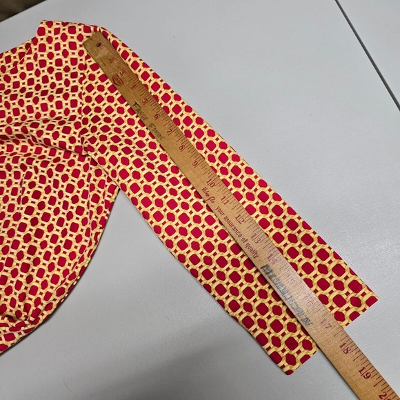 J McLaughlin Dress Womens Medium Pink Yellow Chain Link Ruched Side Catalina‎ - Picture 11 of 13